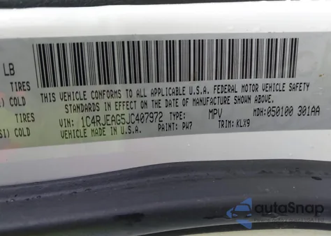 2018 Jeep Grand Cherokee Altitude 4X2 z USA, uszkodzony, nr VIN 1C4RJEAG5JC407972